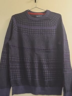 Daniel Hechter Purple and Black Patterned Crewneck Sweater